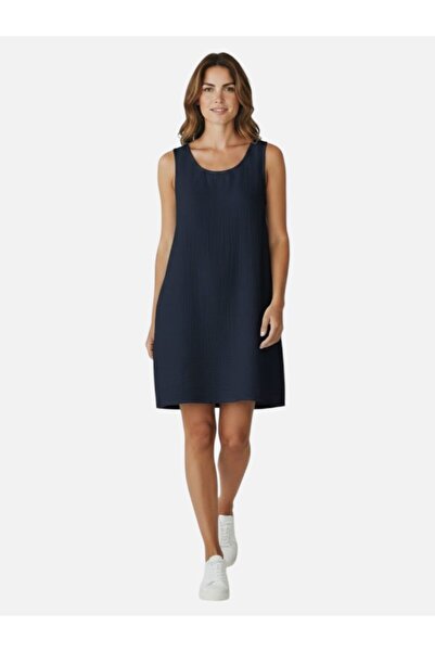 MODA Women's Muslin Linen Sleeveless Above-Knee Dress with Side Pockets Comfo...