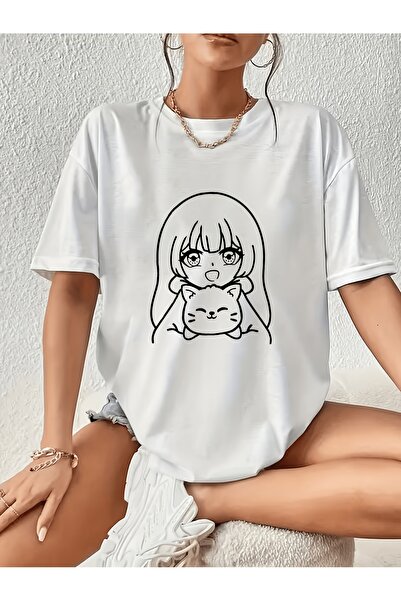 01THEONE Women' White Minimalist Anime T-Shirt Semi-Sheer Round Neck Short Sl...