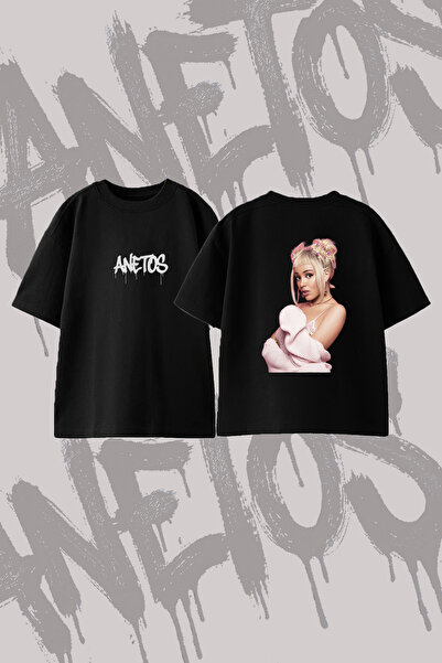 Anetos Doja Cat_10 dizajn, pamučna crna oversize majica sa štampanim zadnjim ...