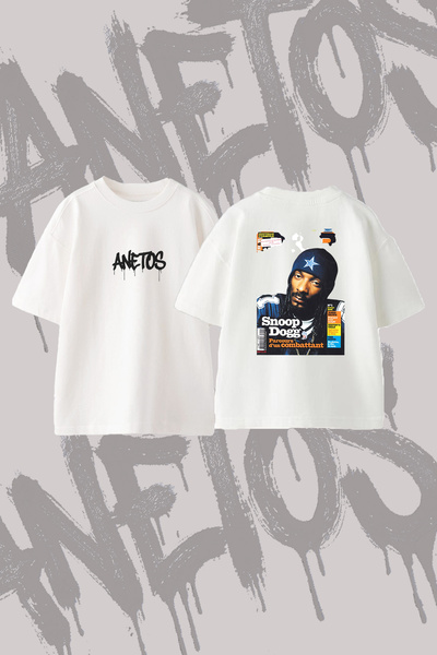 Anetos Snoop Dogg dizajn rukotvorina Štampano Pamuk bela Oversize kroj T-shirt