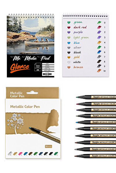 GLANCE A5 200 GR SPR Mix Media Pad 20 YP STA أقلام تحديد معدنية اللون 10 ألوان