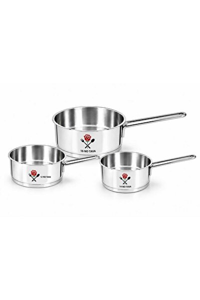 Gül Mutfak Oil Pan 3-Piece 12-14-16 cm Stainless Steel