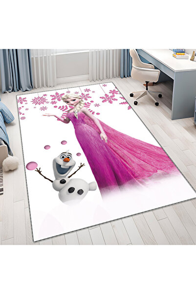 Artisan Home Store Frozen Elsa Olaf Pembe Desenli Çocuk Odası Halısı | Karlar...