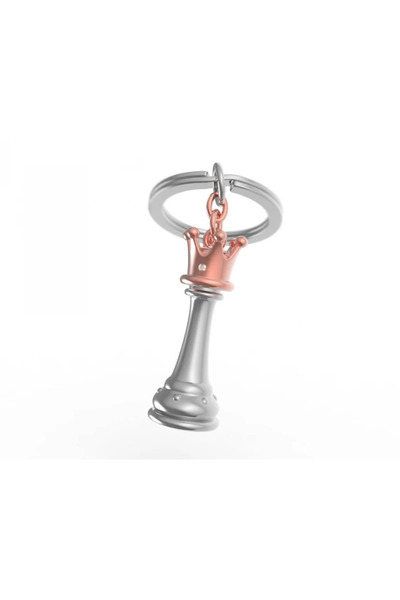 Metalmorphose Breloc piesa de sah, argintiu si roz auriu, cu cristal