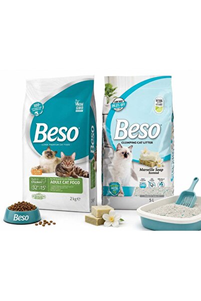 Beso Complete Cat Care Bundle Adult Chicken Dry Cat Food 2kg + Marseille Soap...