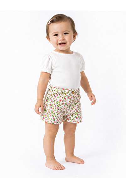 Generic Girls Floral Pink Green Rose Pattern Shorts for Children |   Suitable...