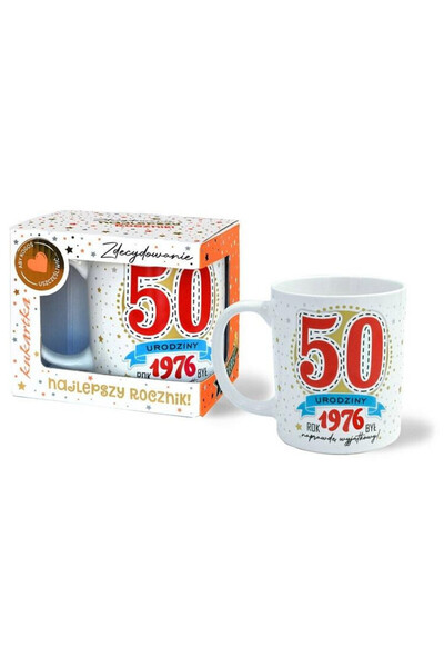 KUKARTKA Cana din portelan Premium 50 de ani 1976, ceasca cu imprimeu anivers...