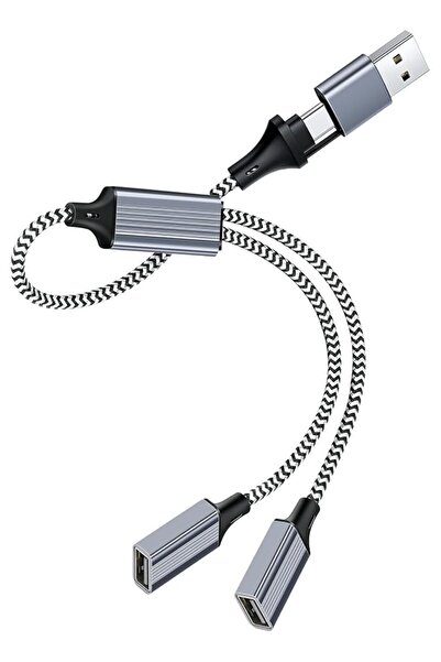 Generic موزع USB-C ومحول بيانات مع دعم OTG وشحن سريع، كابل محول Y ثنائي الوظيفة