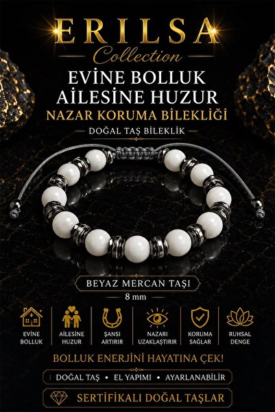 Erilsa Certified Evine Bolluk Ailene Huzur Evil Eye Protection Bracelet White...