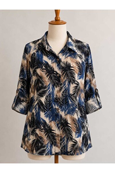 SARİ collection Women's Viscose Long Sleeve Patterned Shirt