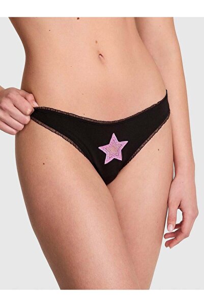 PINK Pamuklu Derin Bacak Kesim Tanga