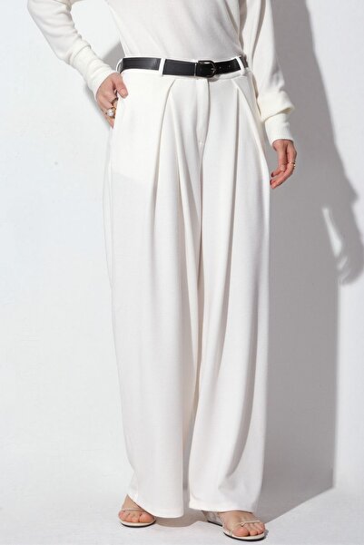 Hiccup Busem High Waist Belted Wide Leg Crepe Trousers