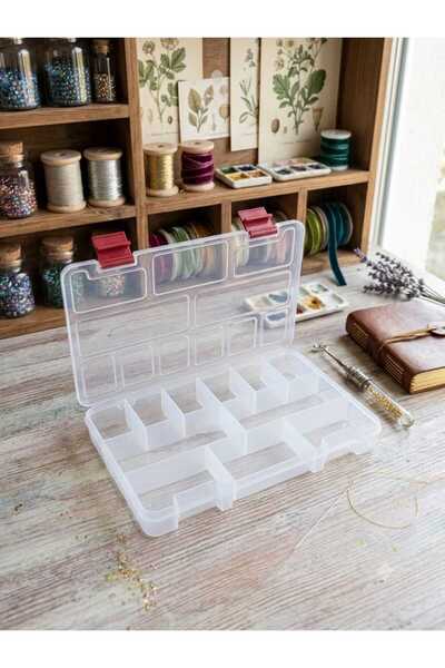 Hureggo 11 Compartment Transparent Bead and Jewelry Organizer - 23 X 15 cm Or...