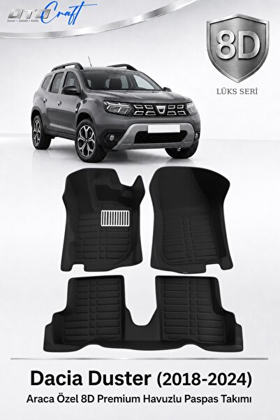 OTOCRAFT Dacia Duster 2018-2024 Araca Özel 8D Havuzlu Oto Paspas Takımı Siyah...