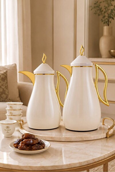 Generic Trams Set Pearl White and Gold Color 2 Pieces (1 Liter and 0.7 Liter)...