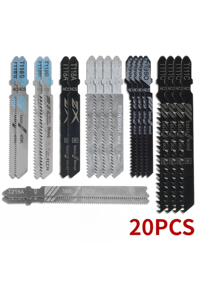 Choice 20 Pieces Jigsaw Blades Set T-Shaft HCS Assorted Jig Saw Blades for Wo...