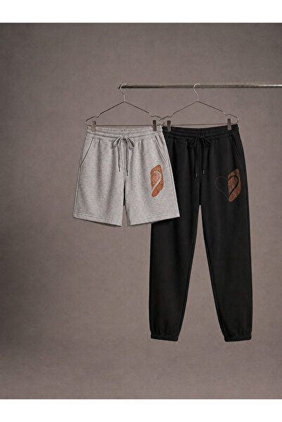 CLOTHES33 Sweatpants Shorts 2-Piece Combination Thin Summer Sweat-Absorbing L...