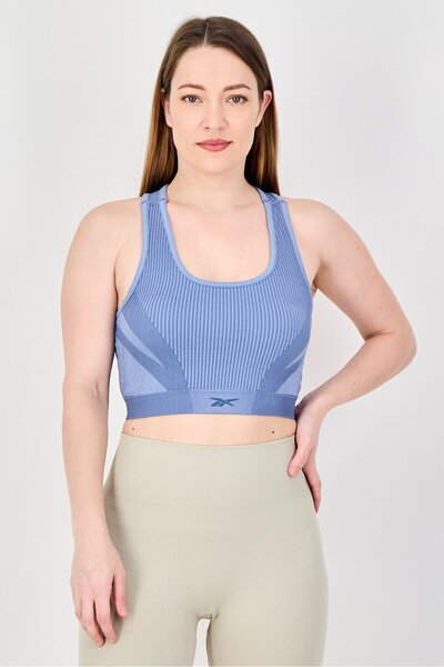 Reebok Women Brand Logo Padded Training Sports Bra, Slate Blue