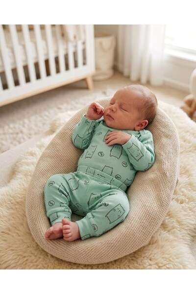 voyyo kids baby 100% قطن، طقم رفيع من قطعتين مكون من بدلة مطبوعة بمقاسات 0-3-...