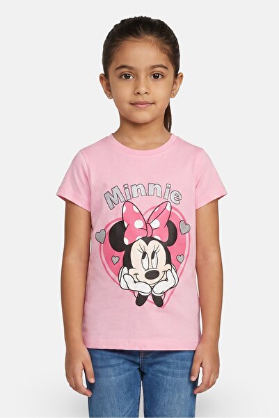 Disney Kids Girl Crew Neck Short Sleeve Micky And Friends Print T-Shirt, Pink