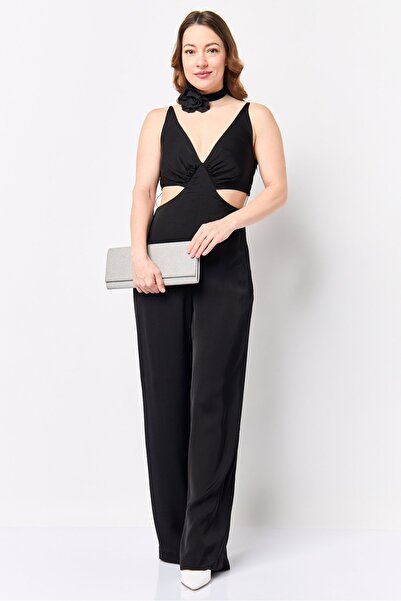 Maje Women Solid Sleeveless Jumpsuit, Black