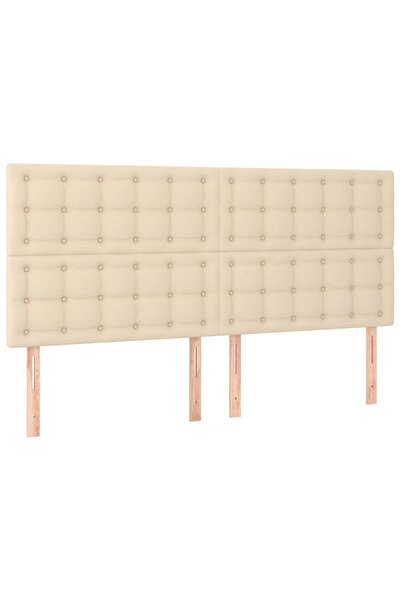 vidaxl Tăblie de pat crem 200x5x118/128 cm, material textil