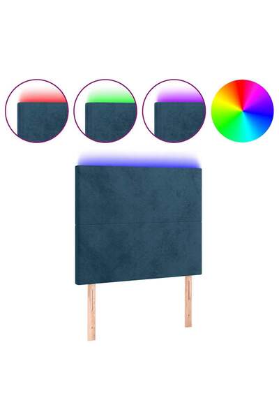 vidaxl Tăblie de pat cu LED, albastru închis, 80x5x118/128cm, catifea