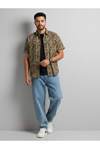 TRULOOM By Styli Men Green Graphic Print Casual Shirt