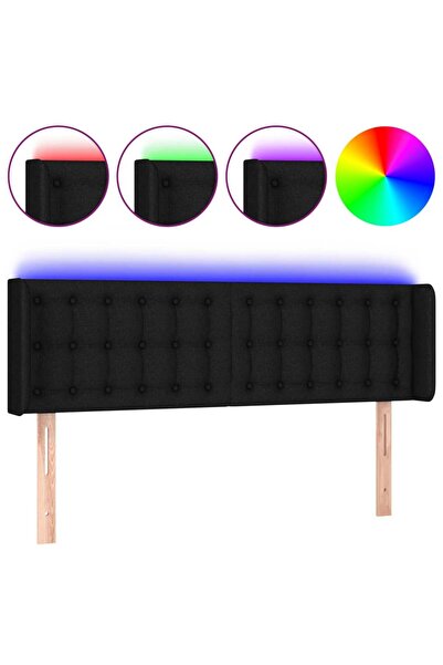 vidaxl Tăblie de pat cu LED, negru, 147x16x78/88 cm, textil