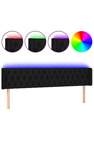 vidaxl Tăblie de pat cu LED, negru, 183x16x78/88 cm, textil