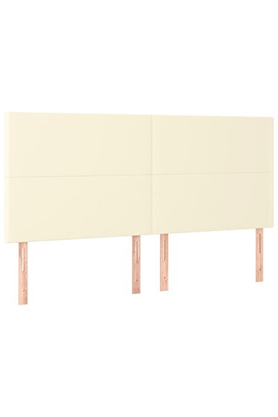 vidaxl Tăblie de pat crem 160x5x118/128 cm piele ecologică