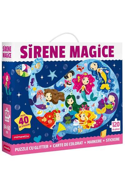 Mimorello Puzzle cu glitter, Mimorello, Sirene Magice, 120 piese