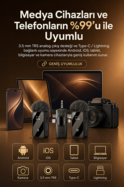 SEYUTECH Kablosuz Tüylü Yaka Mikrofonu Wireless Canlı Yayın IOS ve Android Uyumlu Yaka Mikrofonu