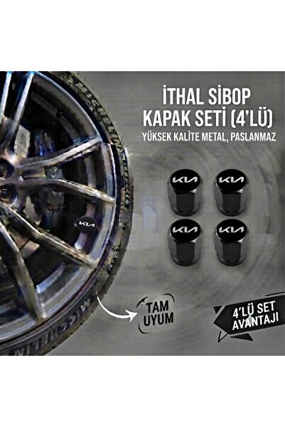 Lazer Store Kia Sportage ile Uyumlu Logolu Alüminyum Siyah Altıgen Sibop Kapa...