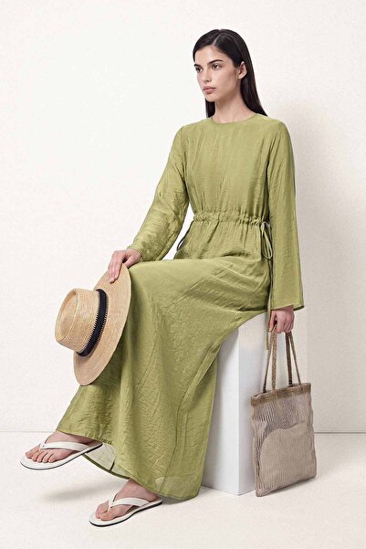 Hooopstore Rochie verde măsliniu cu detaliu de legătură
