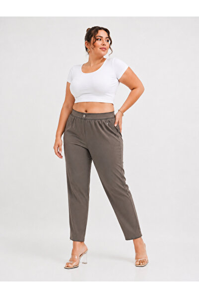 MOTIVATION Plus Size Parachute Fabric Elasticized High Waist Zipper Detail Na...