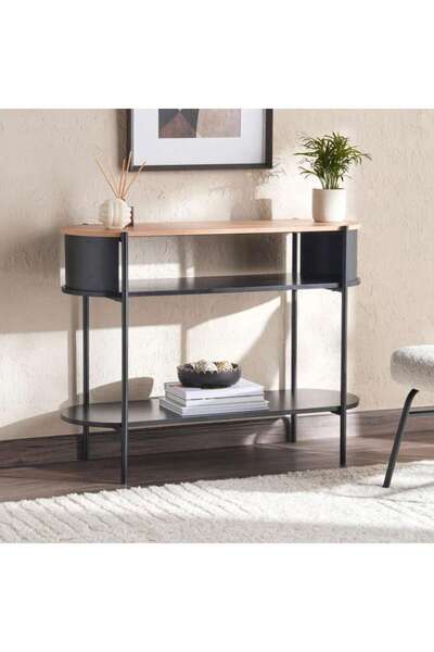 PAN HOME CORTEZ CONSOLE TABLE MELAMINE - NATURAL BLACK