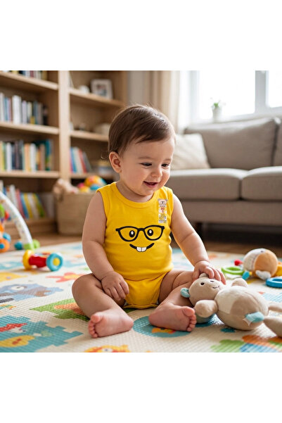 CUBBUX Unisex Baby Yellow Sleeveless Bodysuit - Baby Sleeveless Bodysuit Romp...