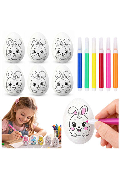LEAN Set de 6 ouă din polistiren pentru pictat cu markere colorate, 5,5 x 3,5...