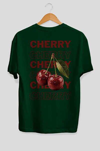 Ankhises Μπλουζάκι Cherry Oversize με στάμπα στην πλάτη, πράσινο, Unisex, 100...