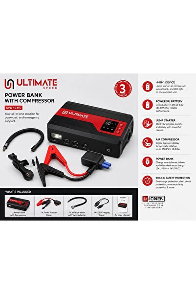 ULTIMATE POWER BANK WITH COMPRESSOR FOR CARS