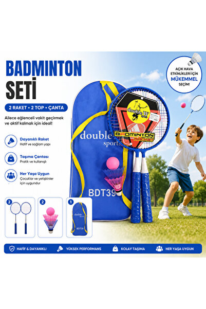 Miro Toys Badminton Seti 2 Raket 2 Top Taşıma Çantalı Çocuk ve Yetişkin Raket...