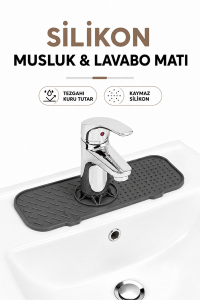 FLY LIFE Bulaşık Kurutmalık - Silikon Musluk ve Lavabo Matı - Kaydırmaz Damla...
