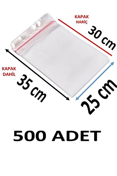 MTKardeşler 500 قطعة 25X30+5 سم أكياس جيلاتينية شفافة لاصقة
