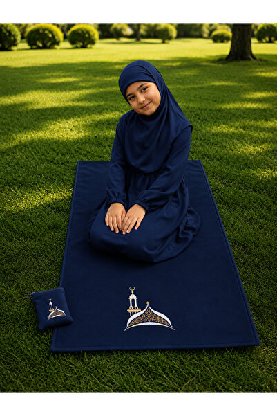 Defkay Girl's Summer Fabric Prayer Dress and Prayer Mat Set with Bag Portable...
