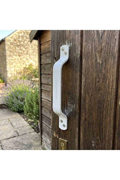 MR.BRACKET Beyaz Çelik Dış Mekan Vidalı Tutma Kulpu 21.5 cm - Dayanıklı Site Bina Bahçe Kapısı Metal Kapı Kolu
