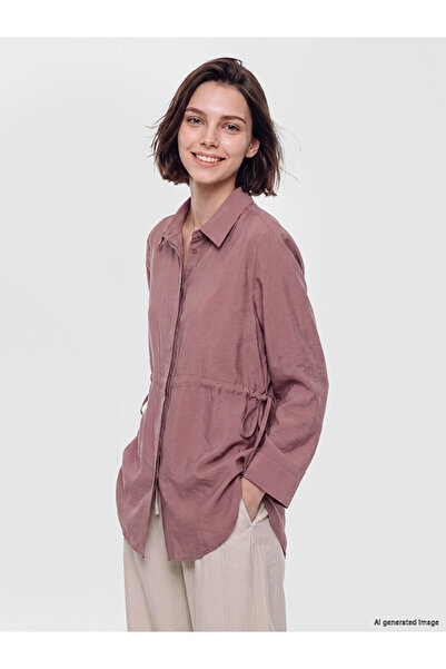 LC Waikiki Lcw modest burgundy modal blend women's shirt tunic