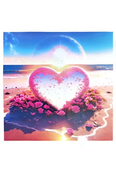 LİVA CRAFT Art & Craft Diamond Mosaic Painting, 30X30Cm Heart on the Beach Be...