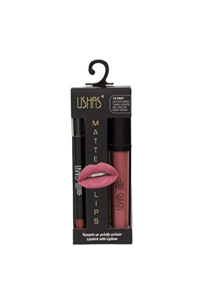 Ushas Matte Lip Gloss and Classic Beige Contour Pencil Top Bottom Set Ushas, ...