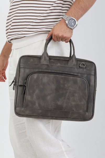 Latife Genuine Crazy Leather Handmade Laptop and Briefcase - Calfskin Special Design - 13-14 Inches